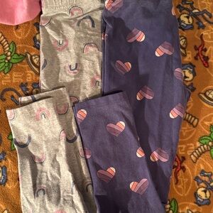 Girls Heart & Rainbow Leggings Set - Pink, Gray, Purple